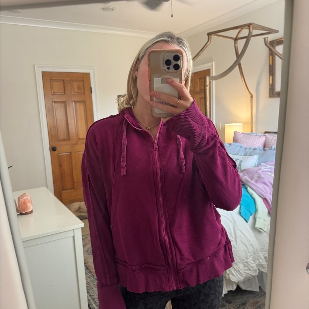 FP Movement by Free People Magenta Zip-Up Hoodie